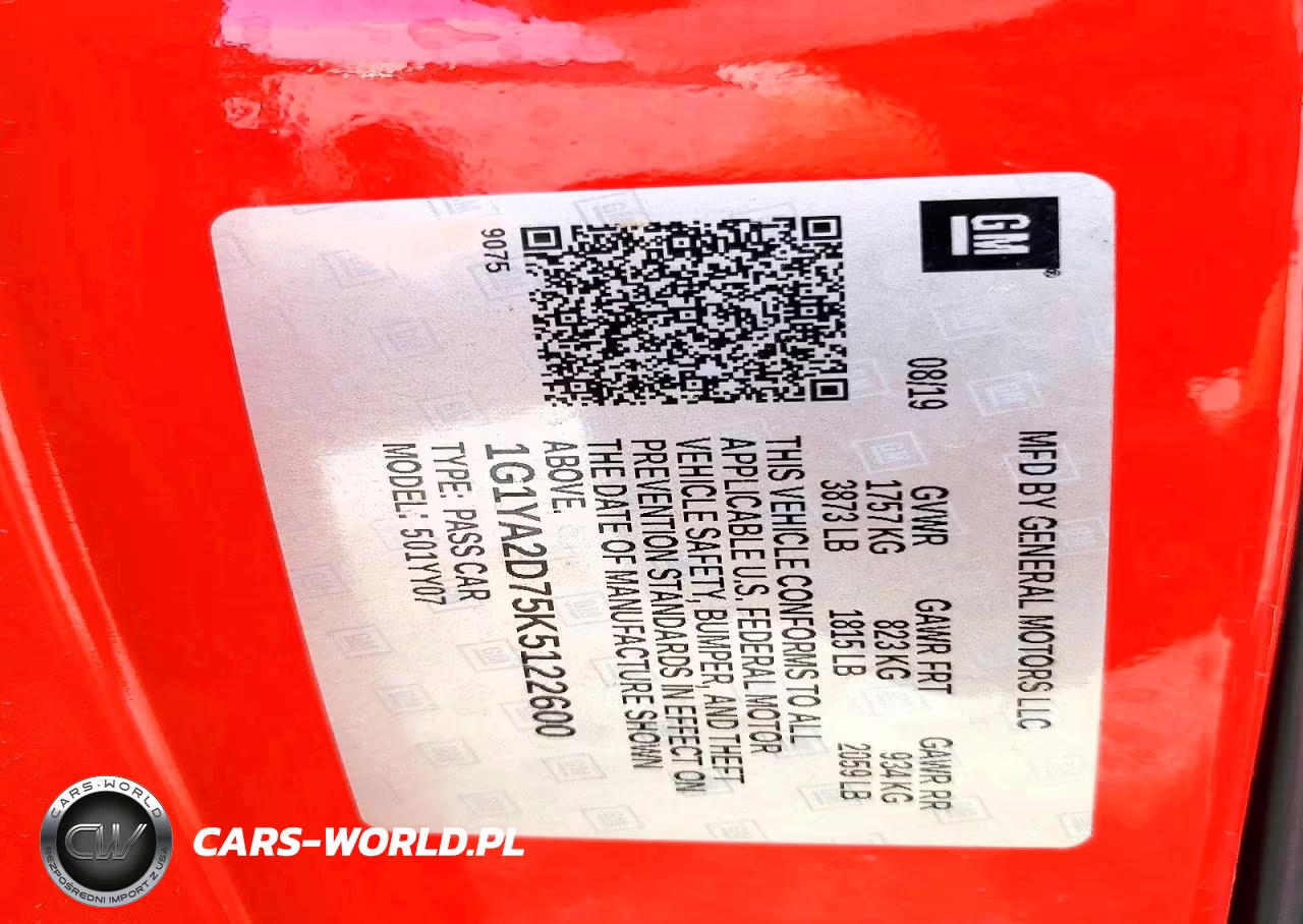 2019 Chevrolet Corvette Stingray 1Lt VIN:1G1YA2D75K5122600 - 12