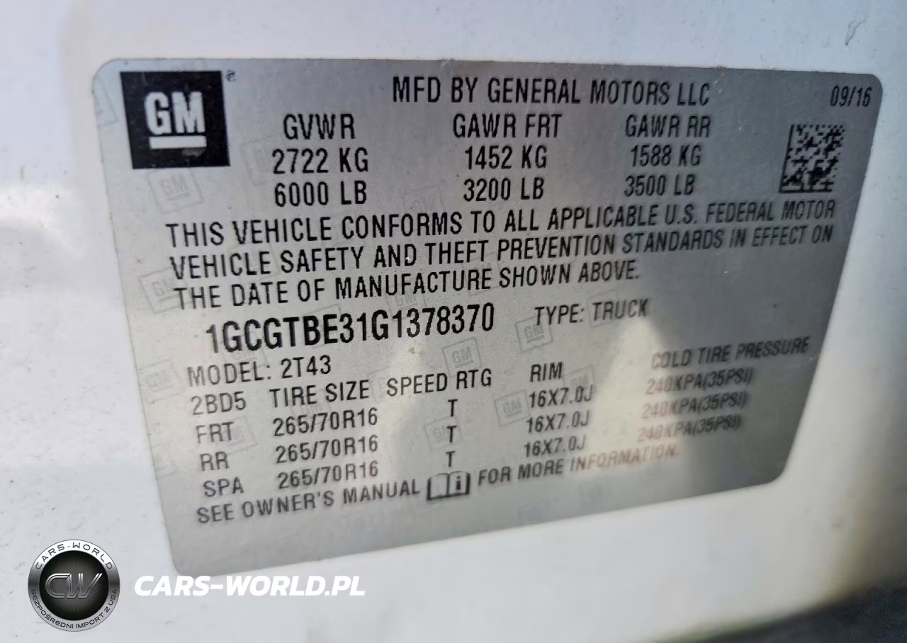 2016 Chevrolet Colorado VIN:1GCGTBE31G1378370 - 12