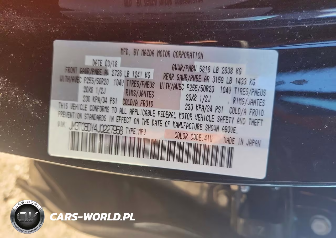 2018 Mazda Cx-9 Grand Touring VIN:JM3TCBDY4J0227958 - 13