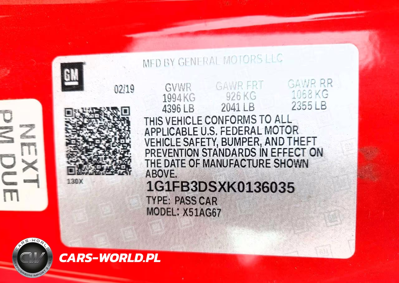 2019 Chevrolet Camaro Ls VIN:1G1FB3DSXK0136035 - 13