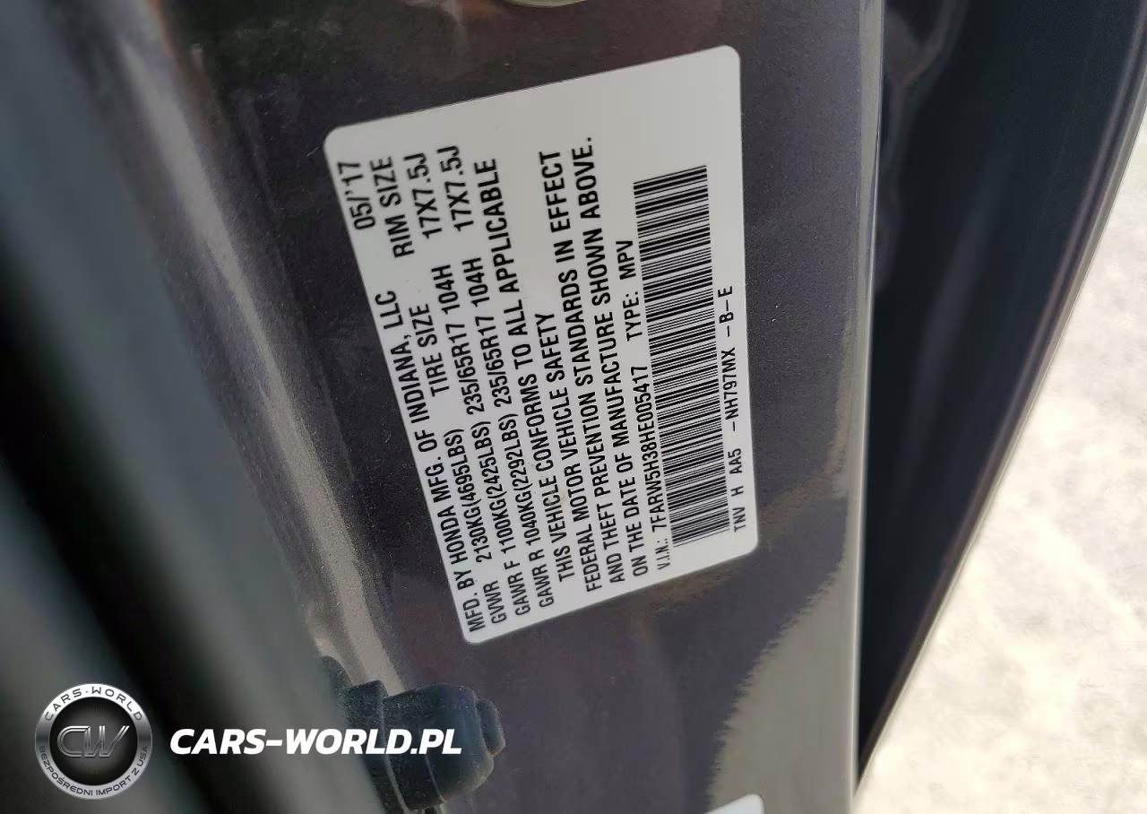 2017 Honda Cr-V Lx VIN:7FARW5H38HE005417 - 13