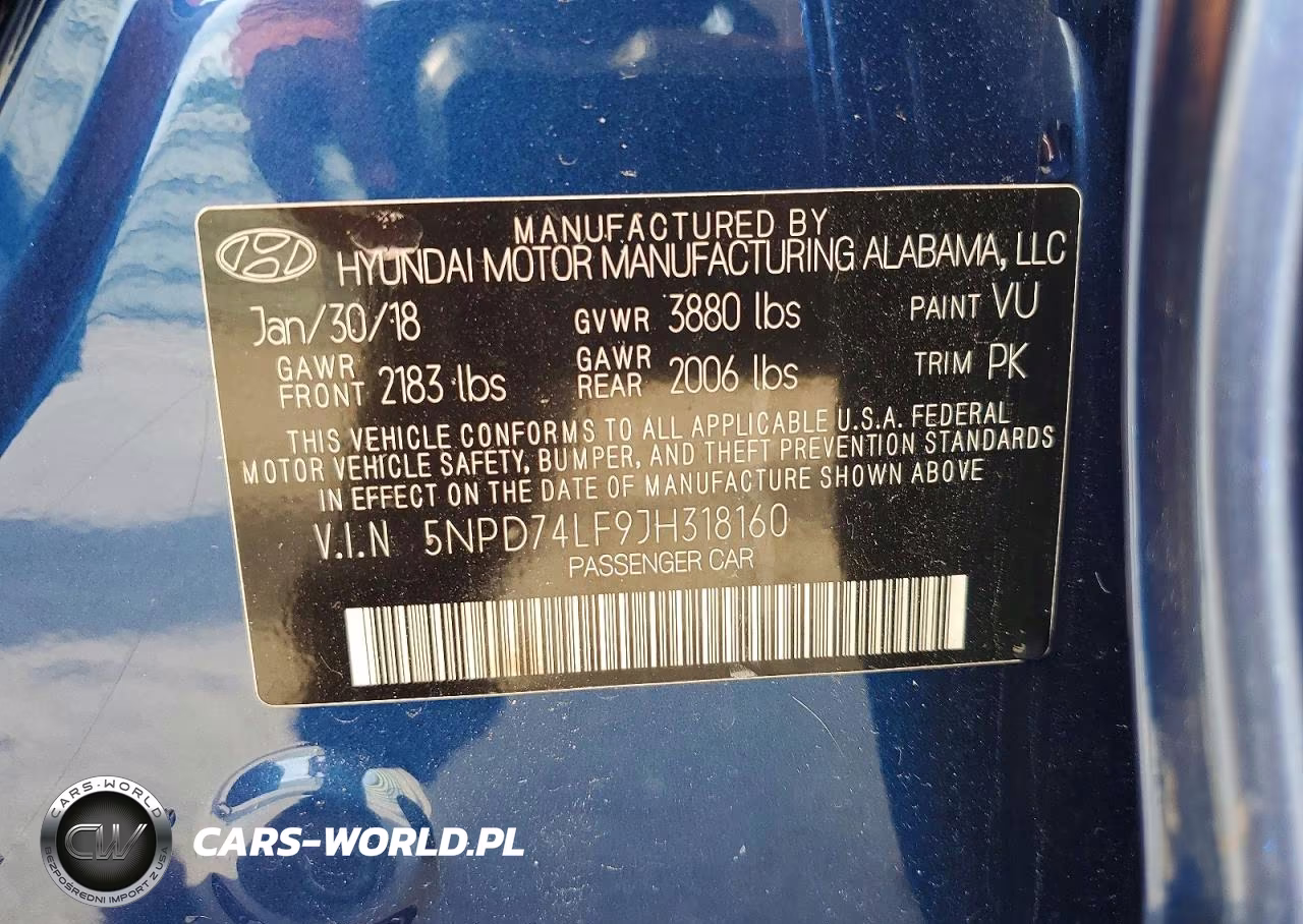 2018 Hyundai Elantra Se VIN:5NPD74LF9JH318160 - 12
