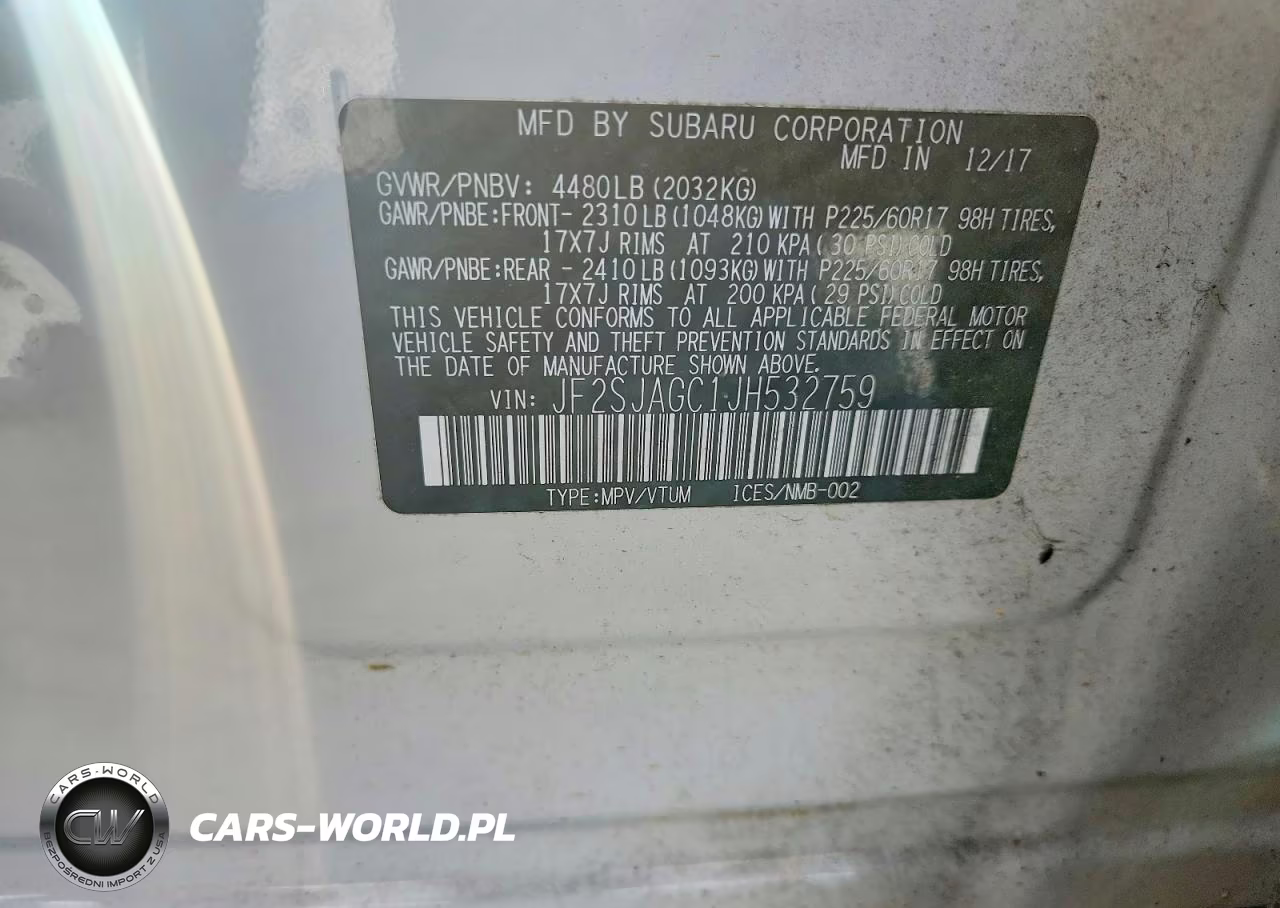2018 Subaru Forester 2.5I Premium VIN:JF2SJAGC1JH532759 - 13