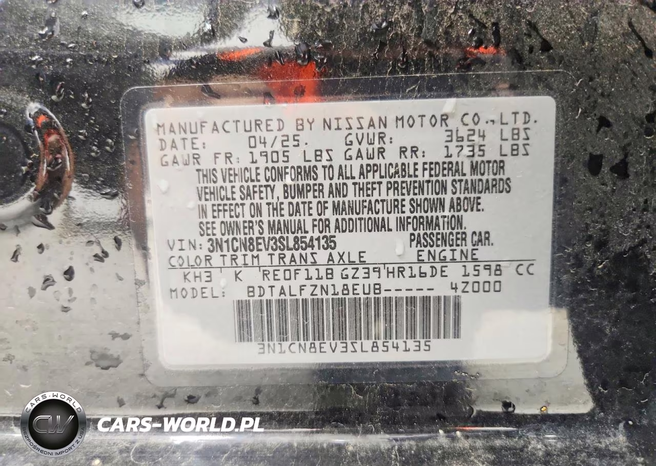 2025 Nissan Versa Sv VIN:3N1CN8EV3SL854135 - 12