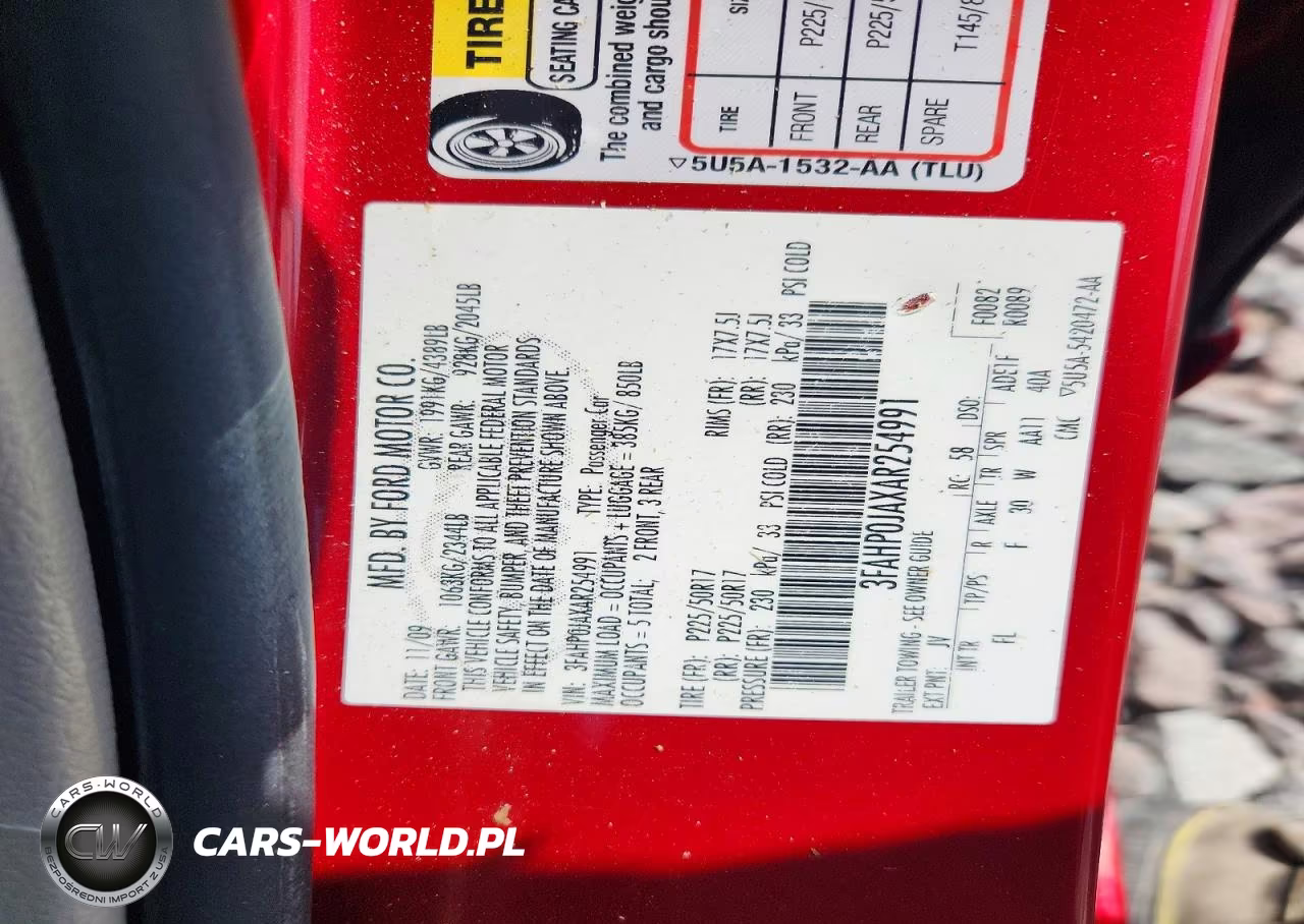 2010 Ford Fusion Sel VIN:3FAHP0JAXAR254991 - 11