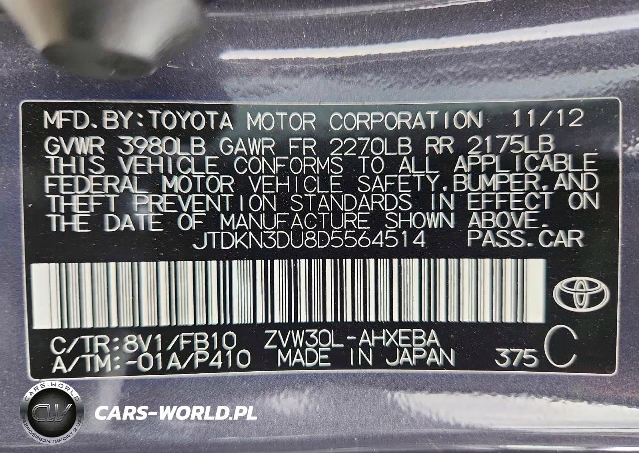 2013 Toyota Prius Two VIN:JTDKN3DU8D5564514 - 12