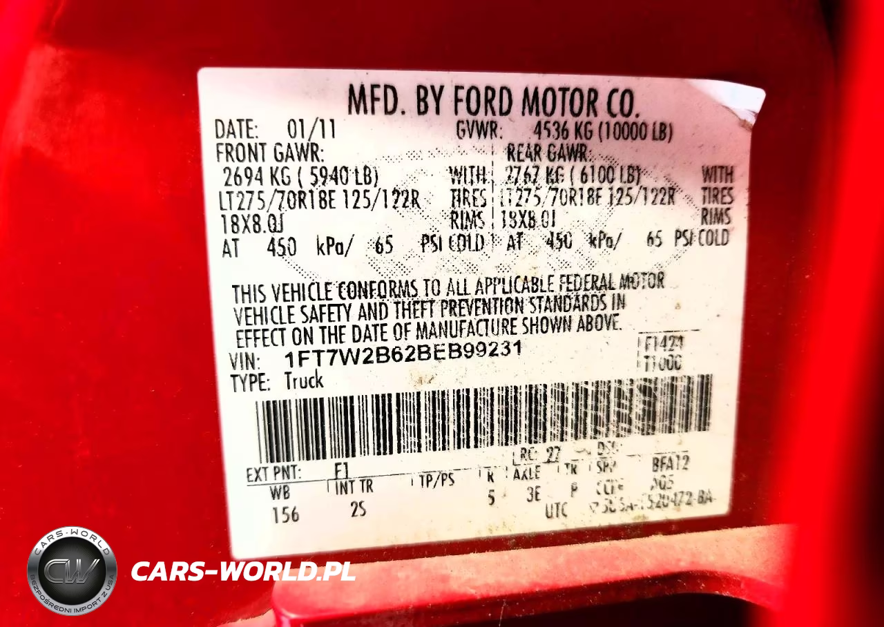 2011 Ford F250 Super Duty VIN:1FT7W2B62BEB99231 - 12