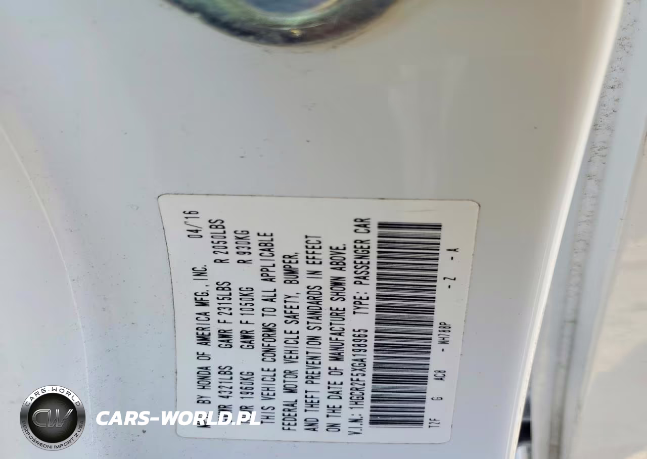 2016 Honda Accord Sport VIN:1HGCR2F5XGA198965 - 12