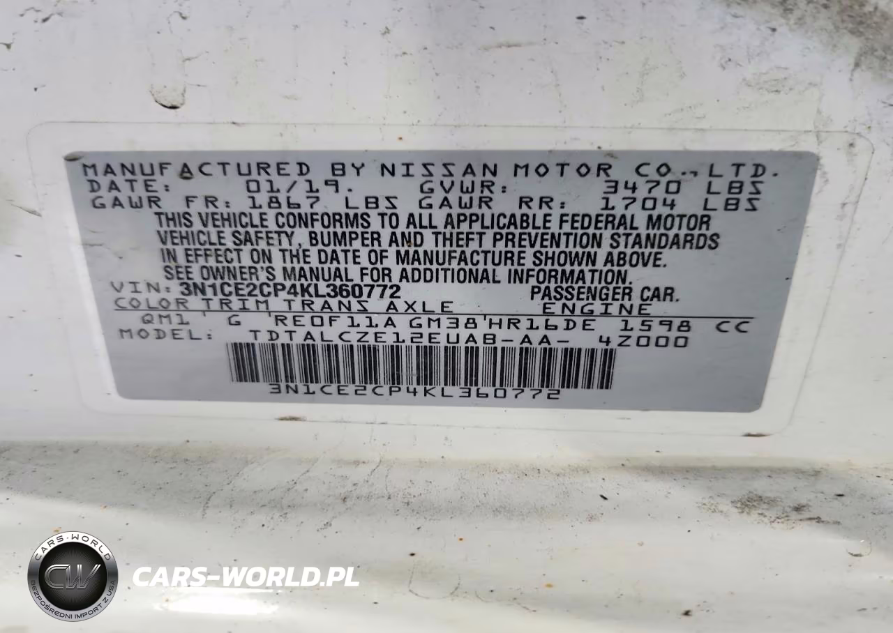 2019 Nissan Versa Note S VIN:3N1CE2CP4KL360772 - 12