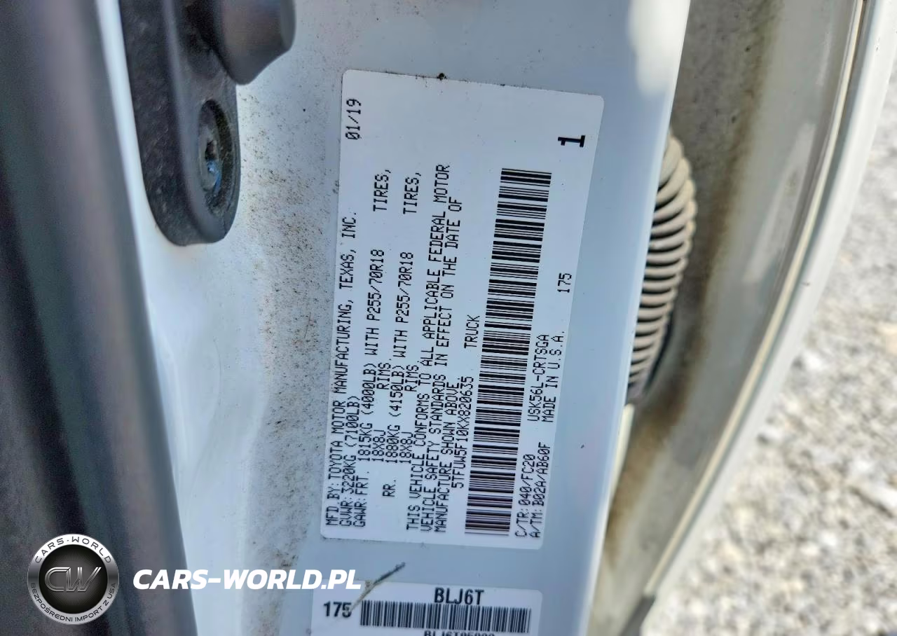 2019 Toyota Tundra Sr5 VIN:5TFUW5F10KX820635 - 12