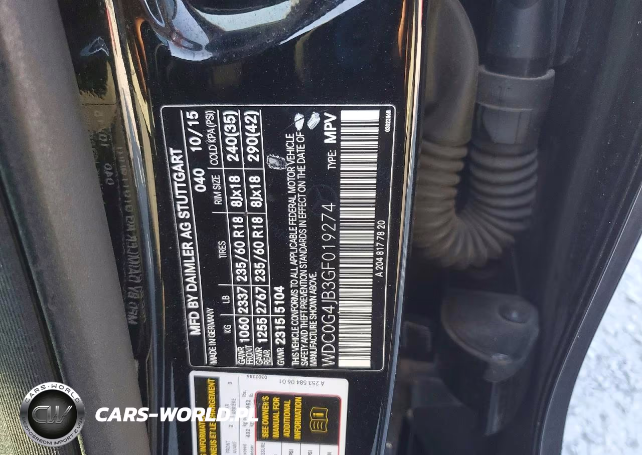 2016 Mercedes-Benz Glc 300 VIN:WDC0G4JB3GF019274 - 13