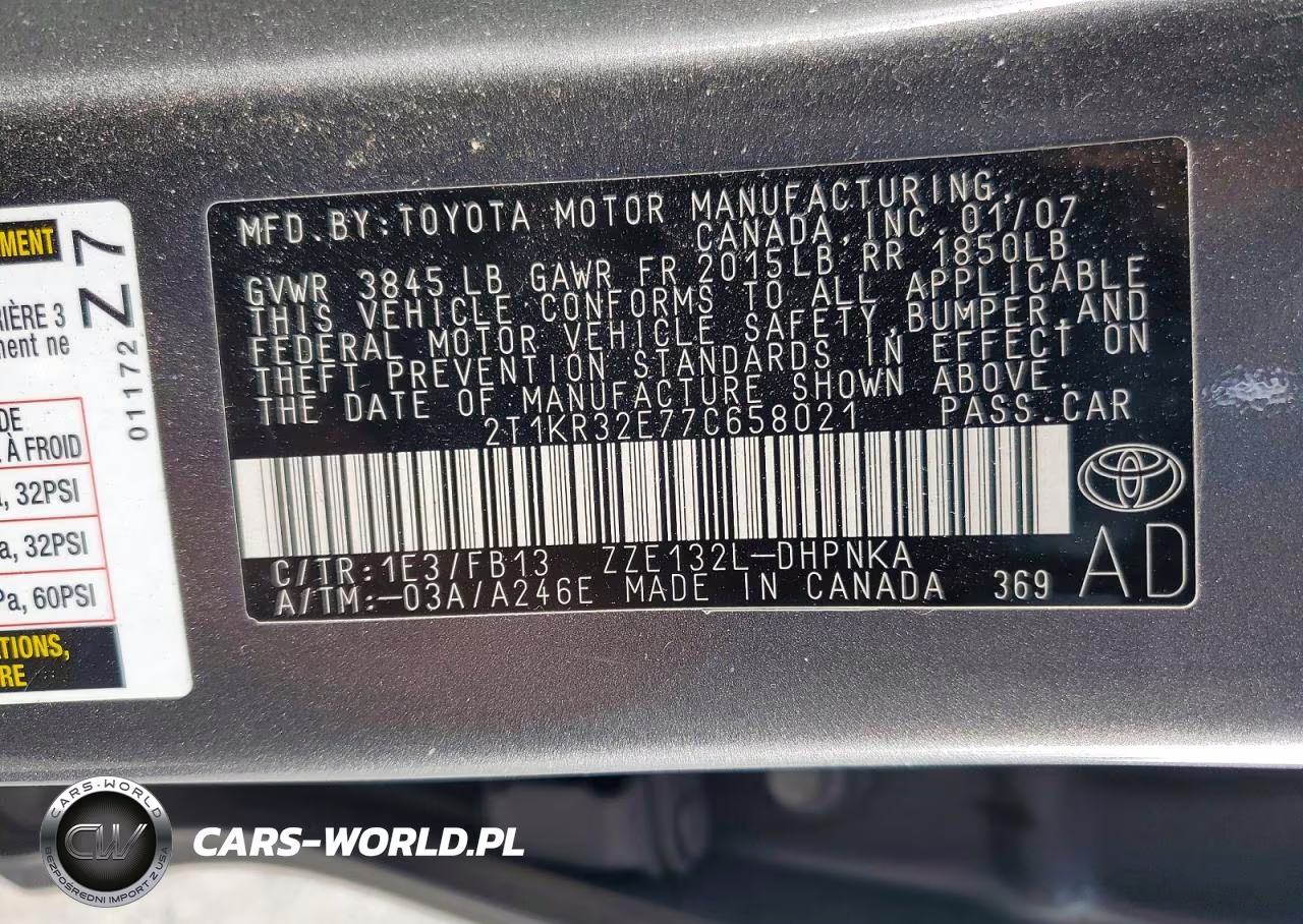 2007 Toyota Matrix Xr VIN:2T1KR32E77C658021 - 12