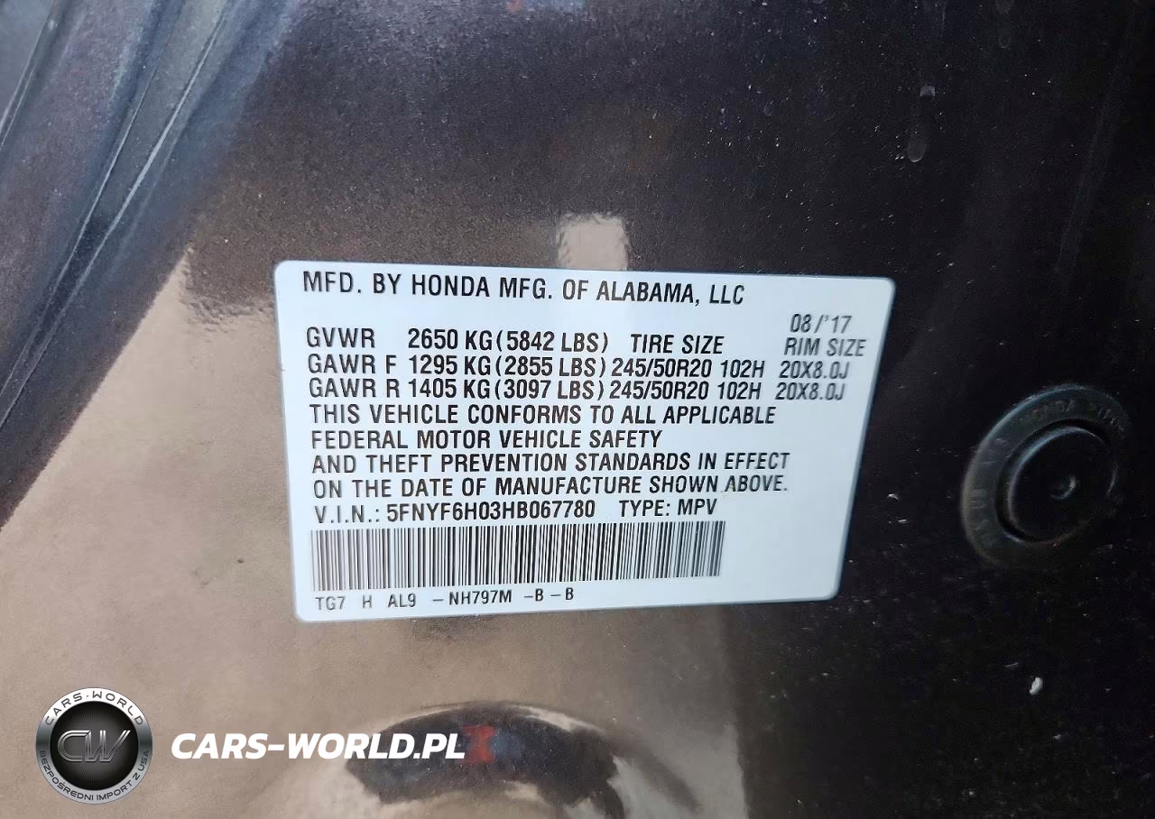 2017 Honda Pilot Elite VIN:5FNYF6H03HB067780 - 13