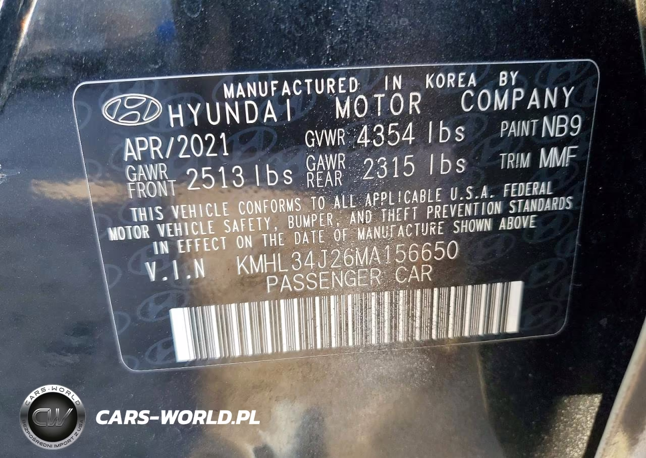 2021 Hyundai Sonata Limited VIN:KMHL34J26MA156650 - 12