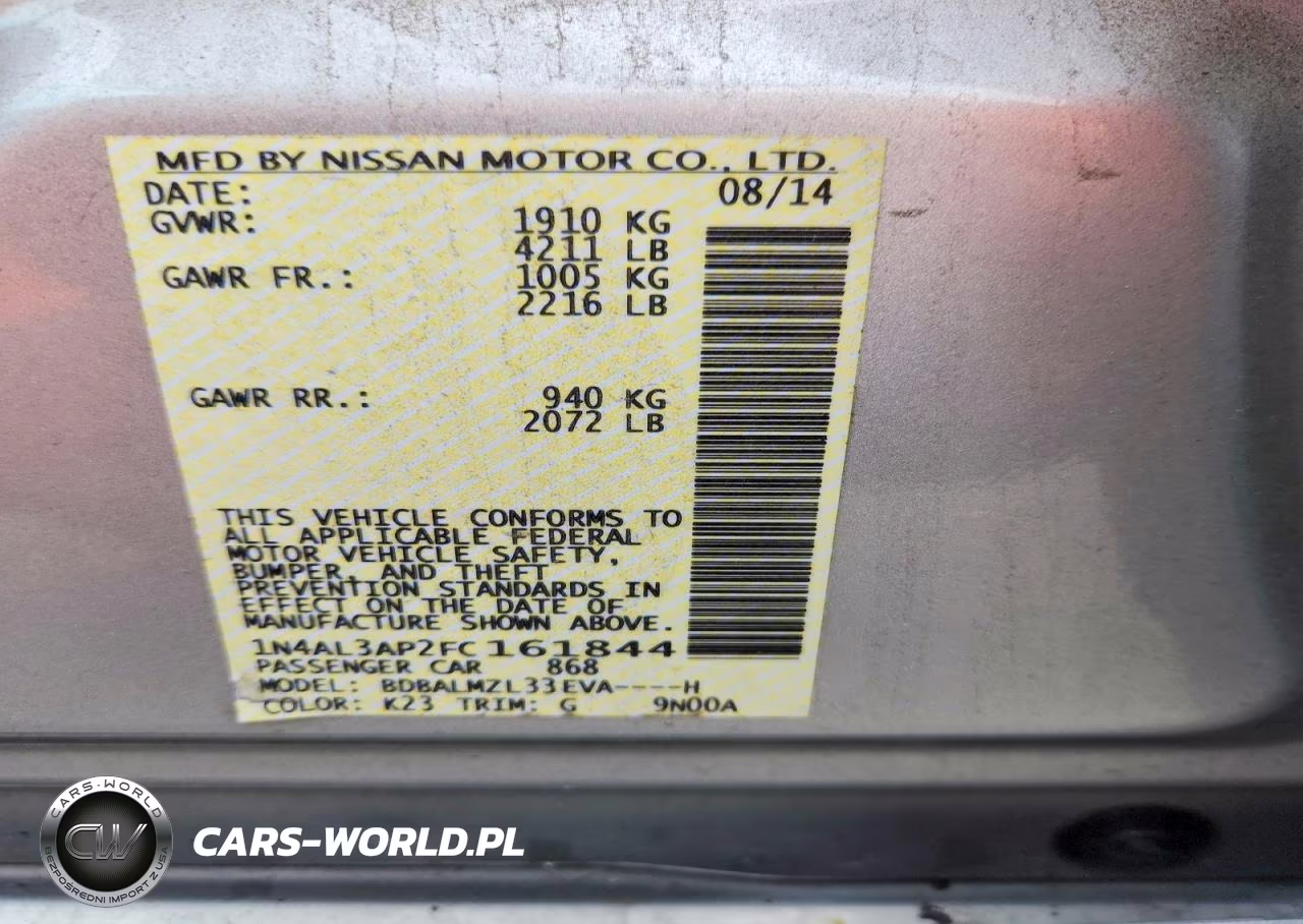 2015 Nissan Altima 2.5 Sv VIN:1N4AL3AP2FC161844 - 12