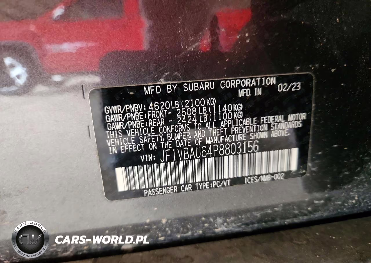 2023 Subaru Wrx Gt VIN:JF1VBAU64P8803156 - 12