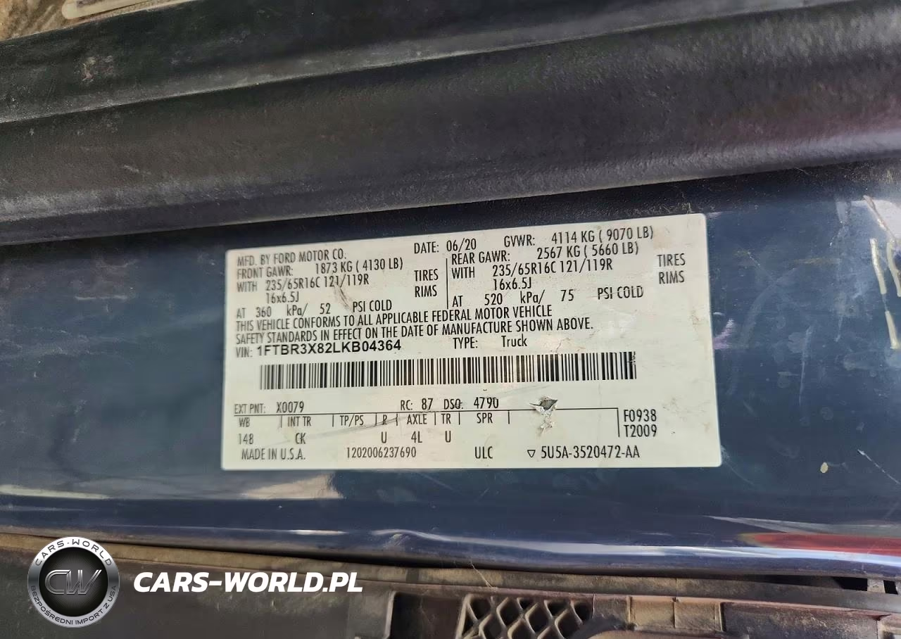 2020 Ford Transit T-250 Delivery Van VIN:1FTBR3X82LKB04364 - 13