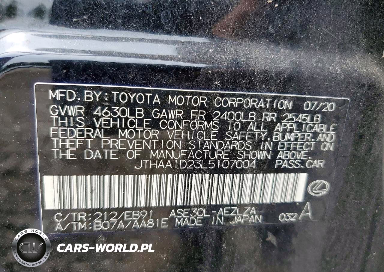 2020 Lexus Is 300 VIN:JTHAA1D23L5107004 - 12