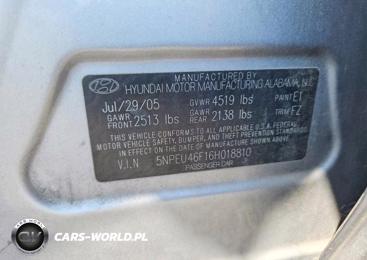 2006 Hyundai Sonata Gls V6 VIN:5NPEU46F16H018810 - 12
