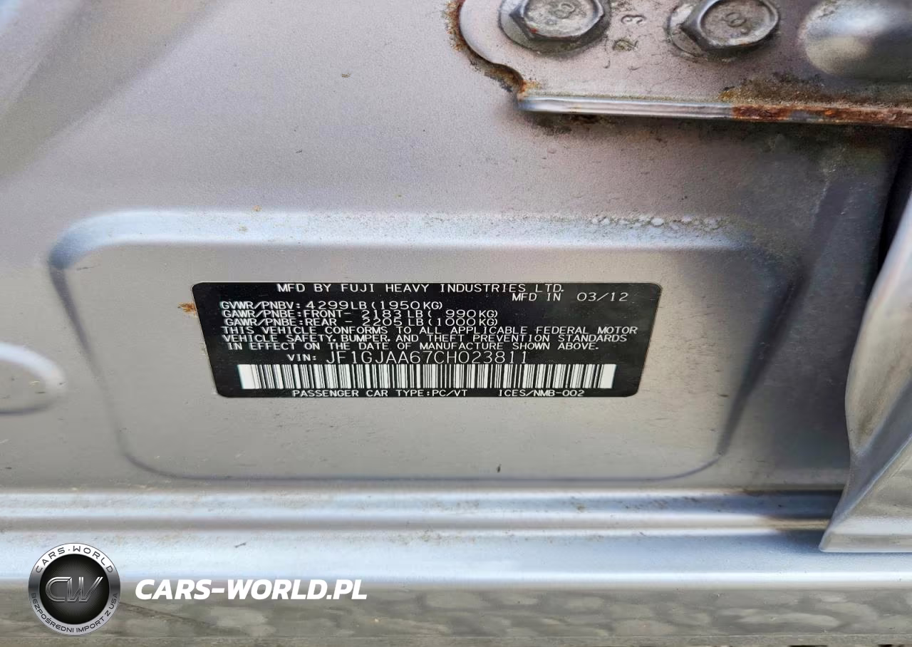 2012 Subaru Impreza VIN:JF1GJAA67CH023811 - 12