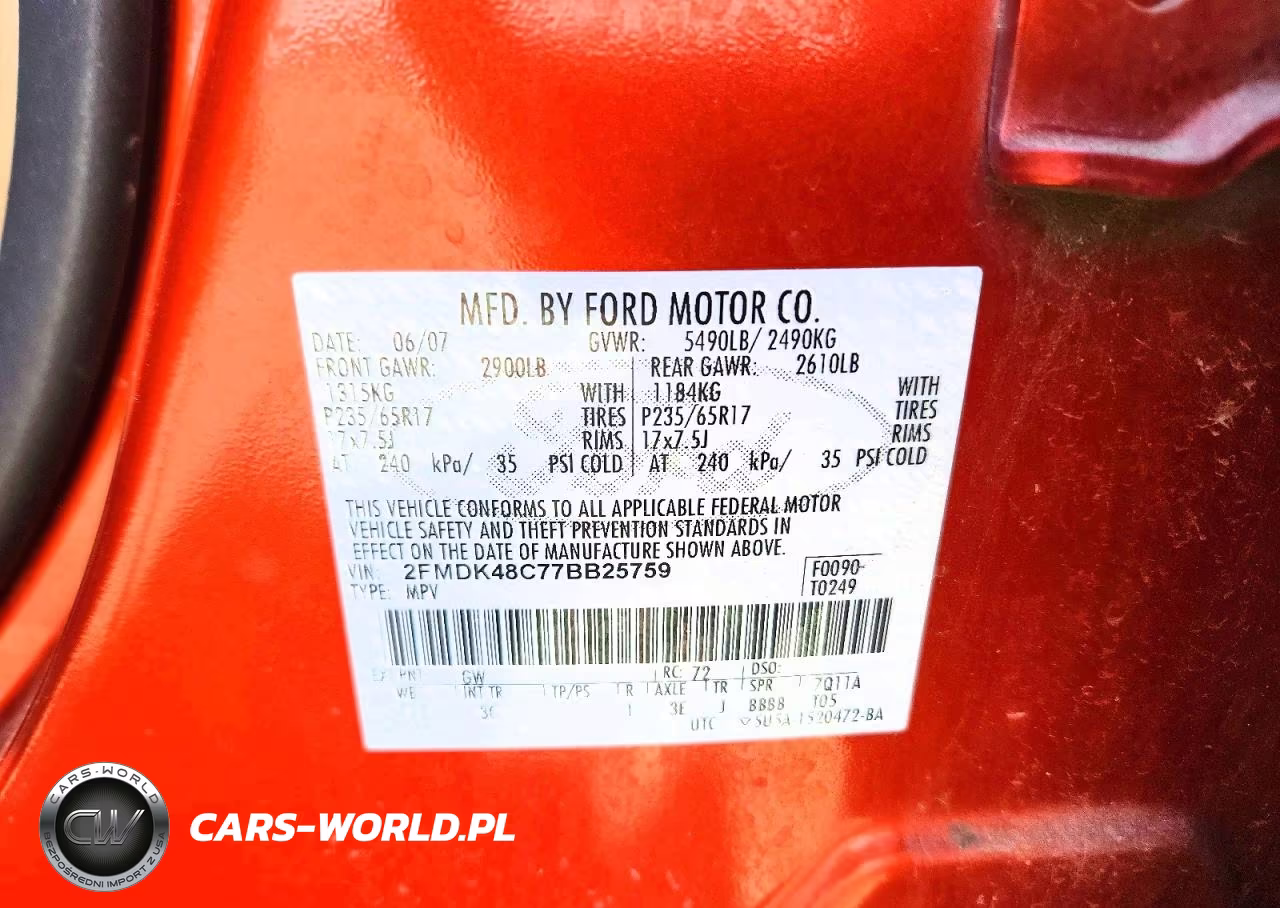 2007 Ford Edge Sel VIN:2FMDK48C77BB25759 - 12