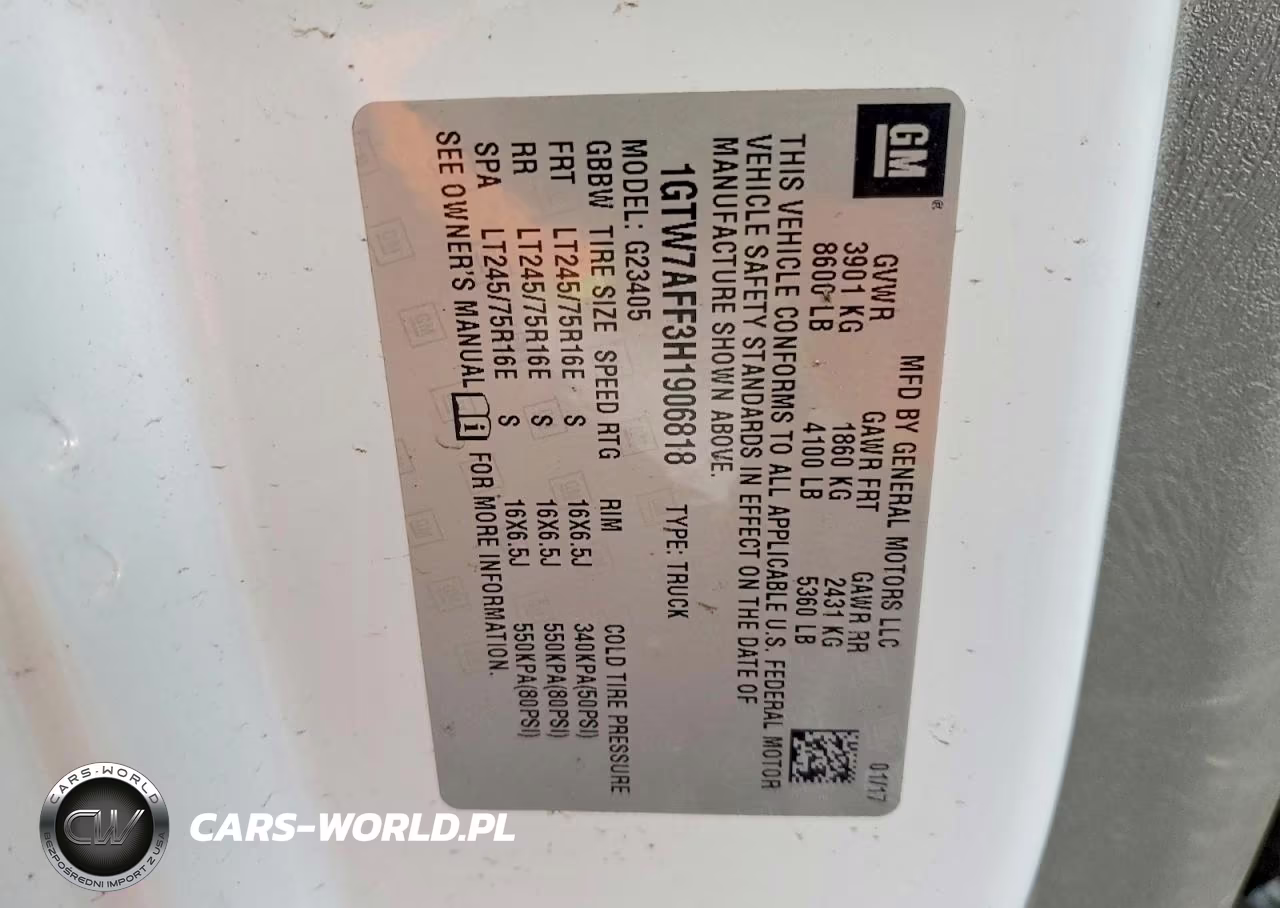2017 GMC Savana 2500 Cargo Delivery Van VIN:1GTW7AFF3H1906818 - 13