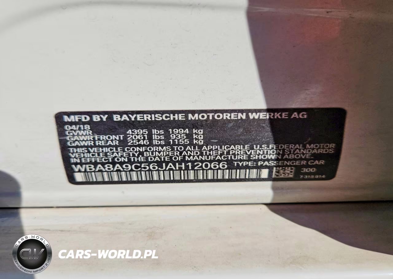 2018 BMW 320 I VIN:WBA8A9C56JAH12066 - 12