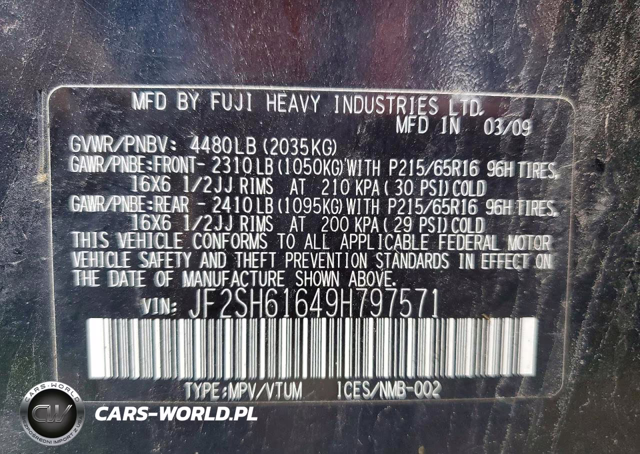 2009 Subaru Forester 2.5X VIN:JF2SH61649H797571 - 13