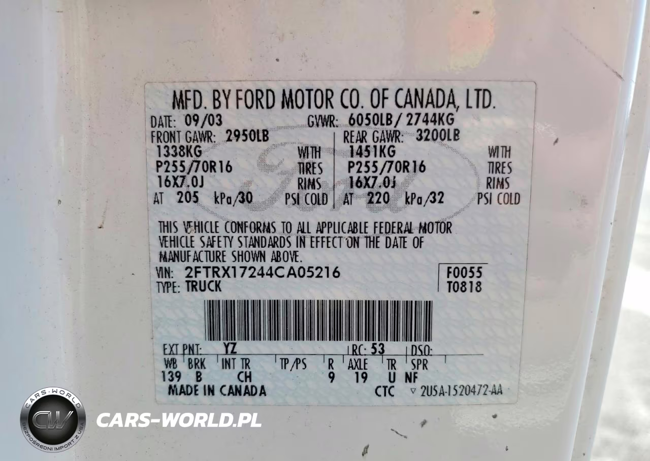 2004 Ford F-150 Heritage Classic VIN:2FTRX17244CA05216 - 12