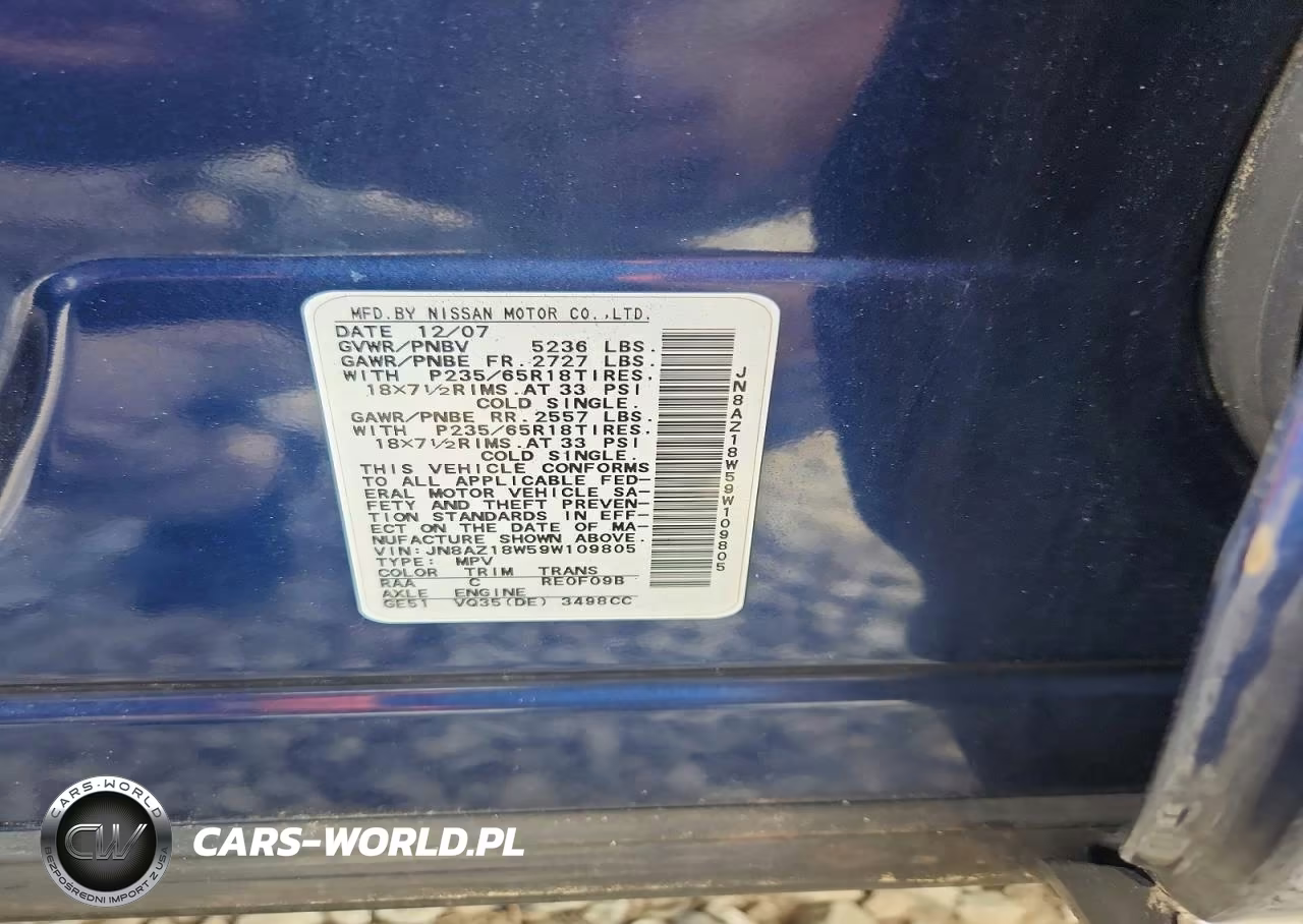 2009 Nissan Murano S VIN:JN8AZ18W59W109805 - 12