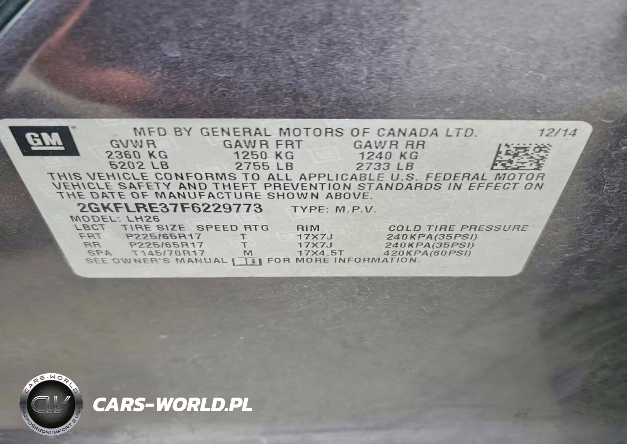 2015 GMC Terrain Sle VIN:2GKFLRE37F6229773 - 14