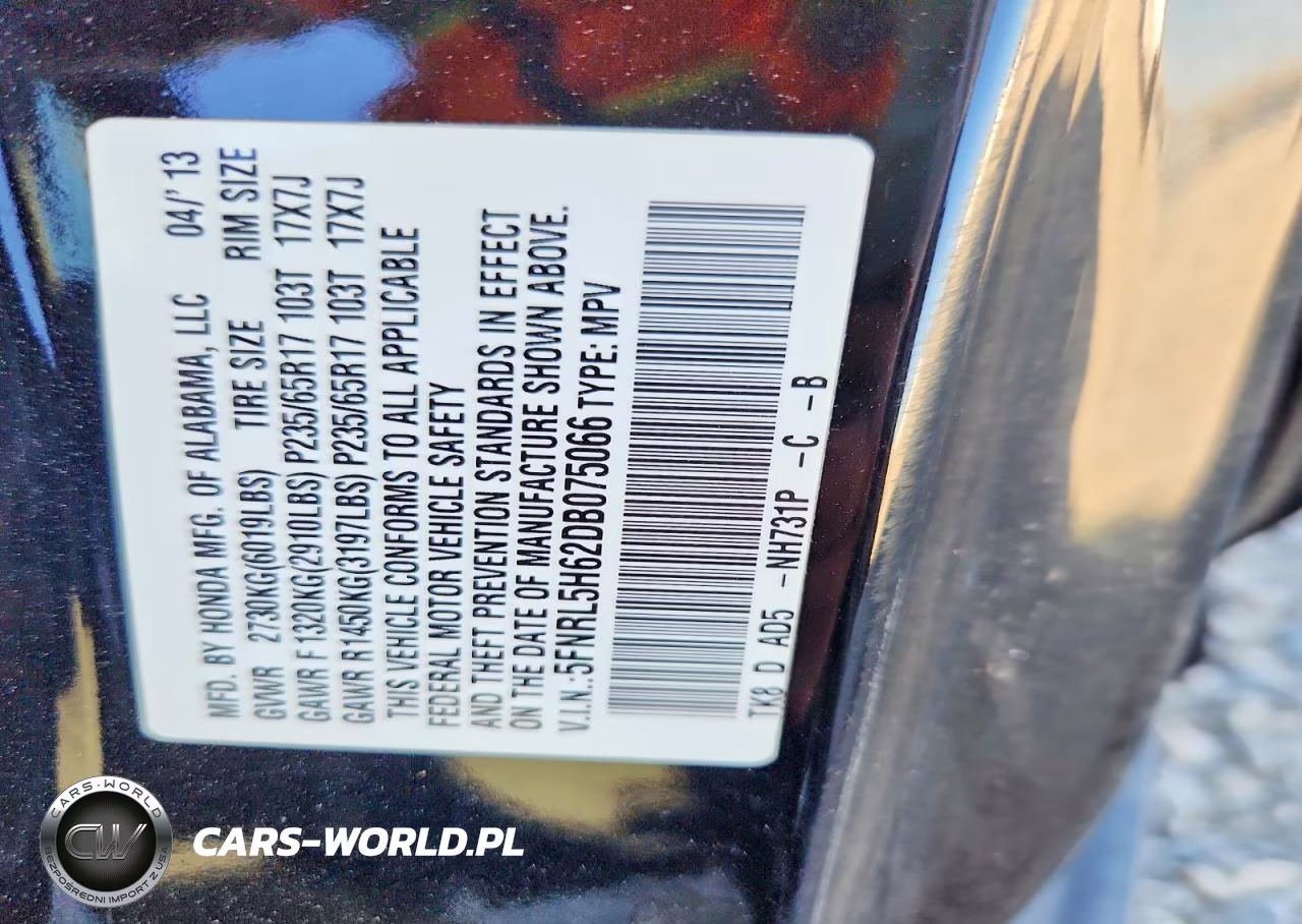 2013 Honda Odyssey Exl VIN:5FNRL5H62DB075066 - 13