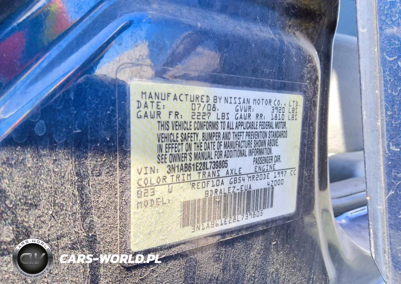 2008 Nissan Sentra 2.0 VIN:3N1AB61E28L739805 - 12