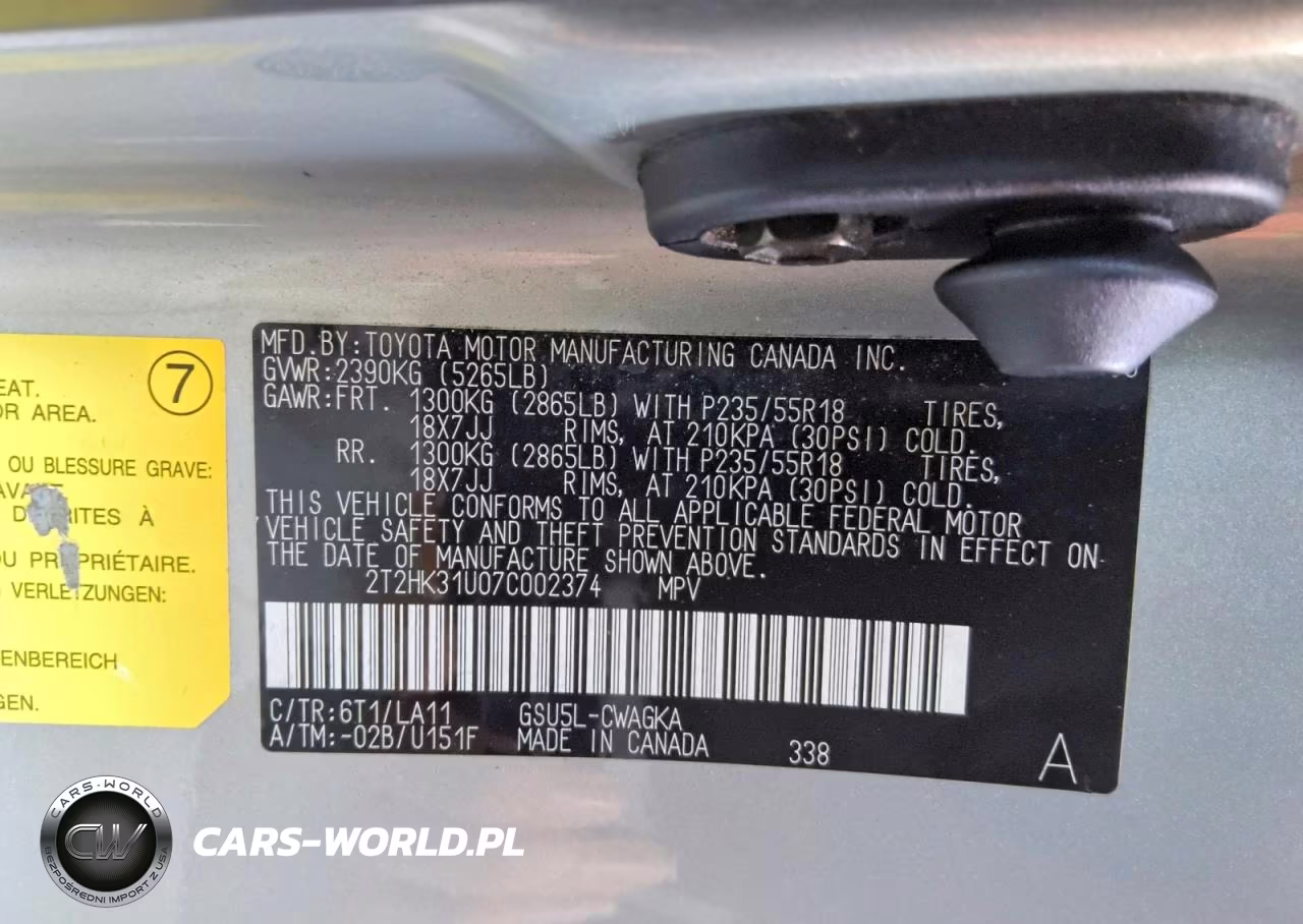 2007 Lexus Rx 350 VIN:2T2HK31U07C002374 - 13