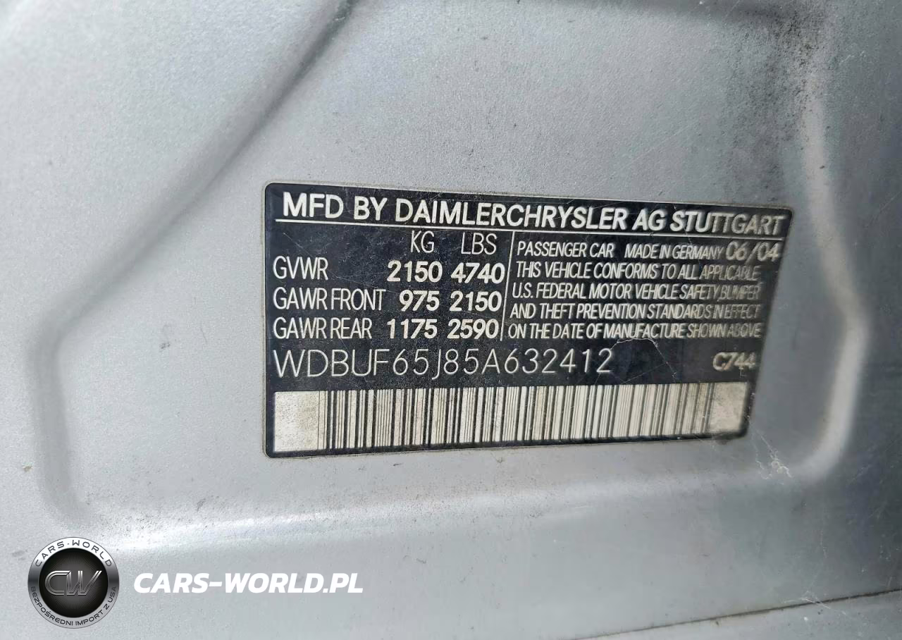 2005 Mercedes-Benz E 320 VIN:WDBUF65J85A632412 - 12