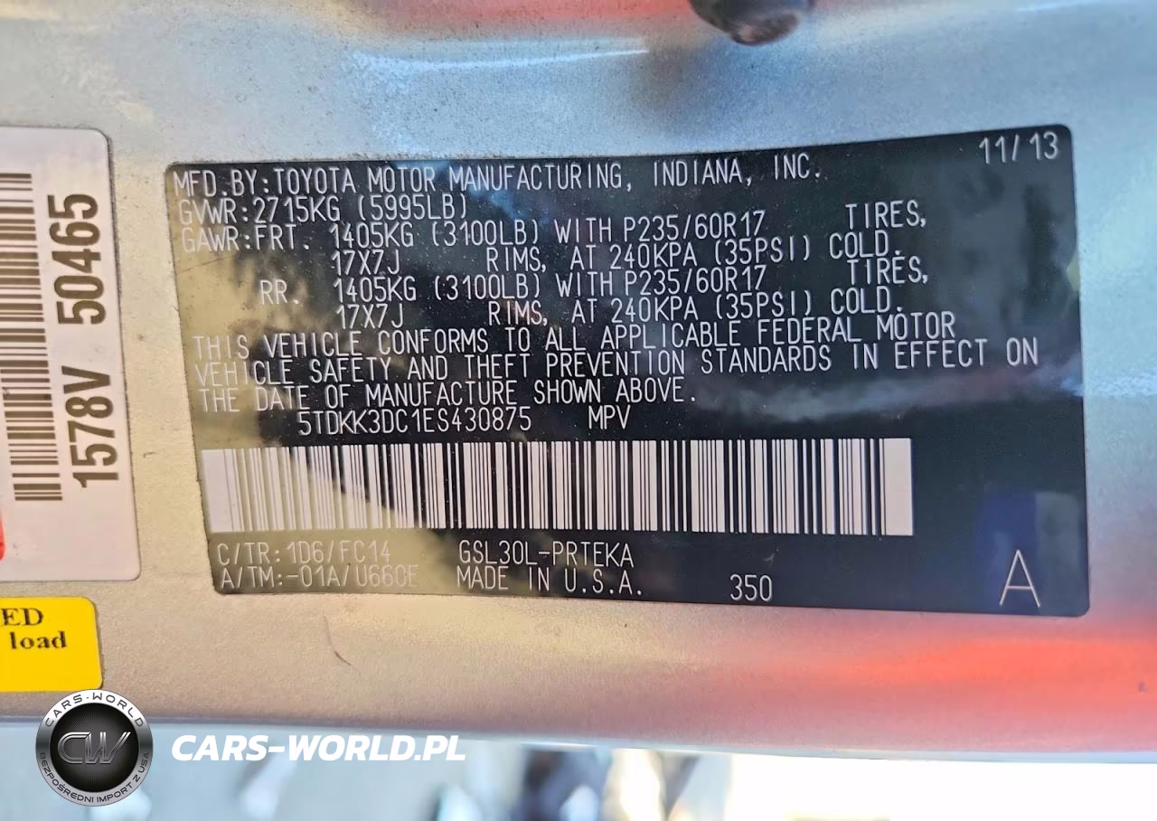 2014 Toyota Sienna Le VIN:5TDKK3DC1ES430875 - 14