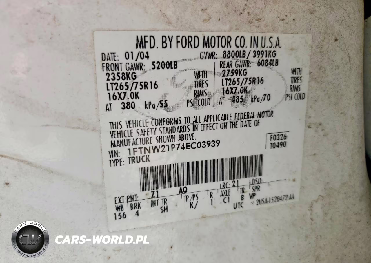 2004 Ford F250 Super Duty VIN:1FTNW21P74EC03939 - 13