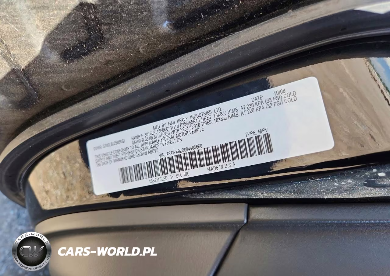 2009 Subaru Tribeca Limited VIN:4S4WX92D094405660 - 12