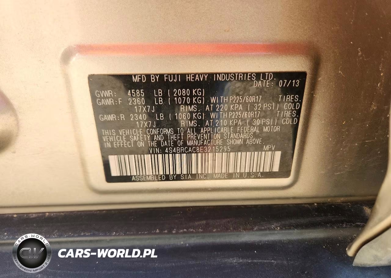 2014 Subaru Outback 2.5I VIN:4S4BRCAC8E3215295 - 12