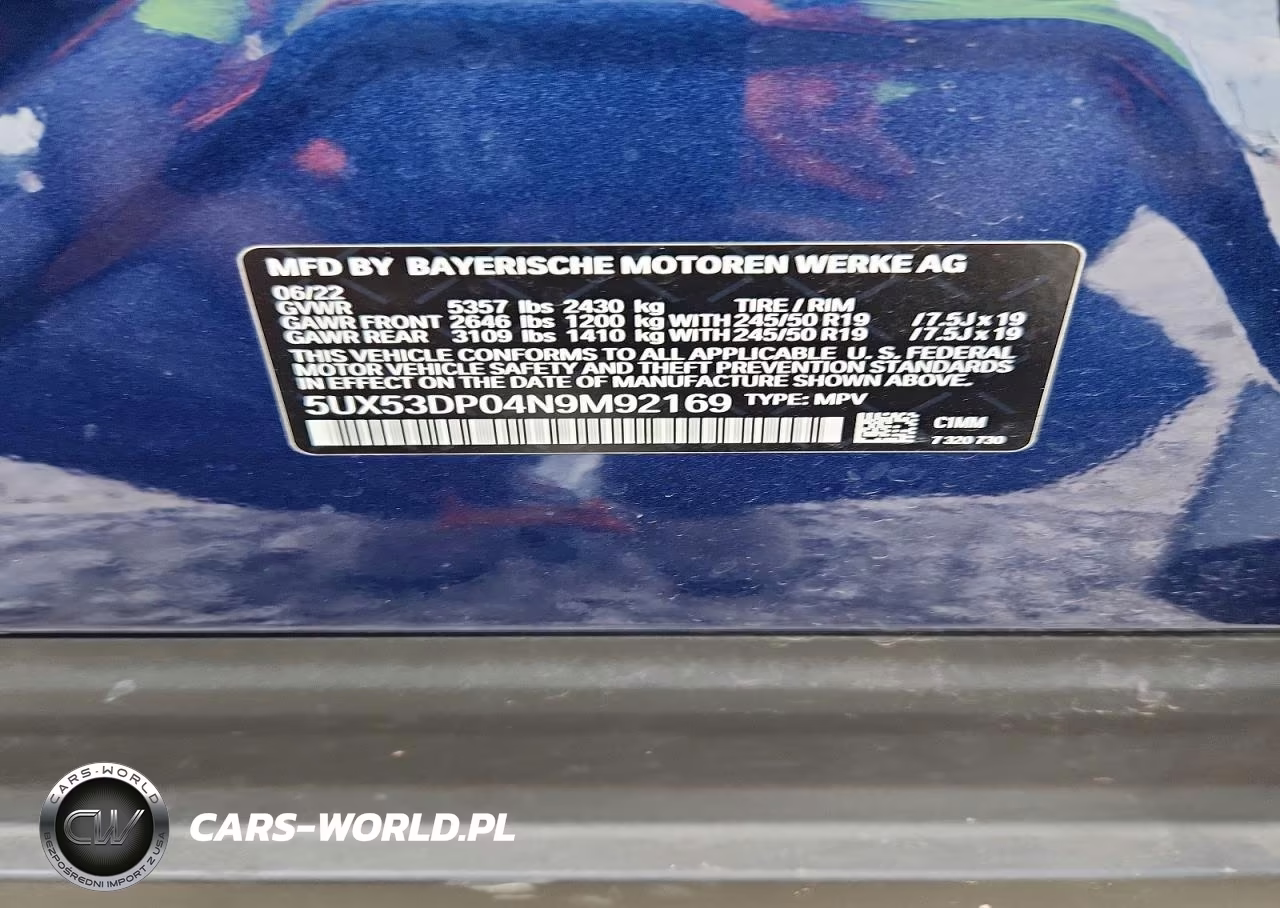 2022 BMW X3 xDrive30I VIN:5UX53DP04N9M92169 - 14