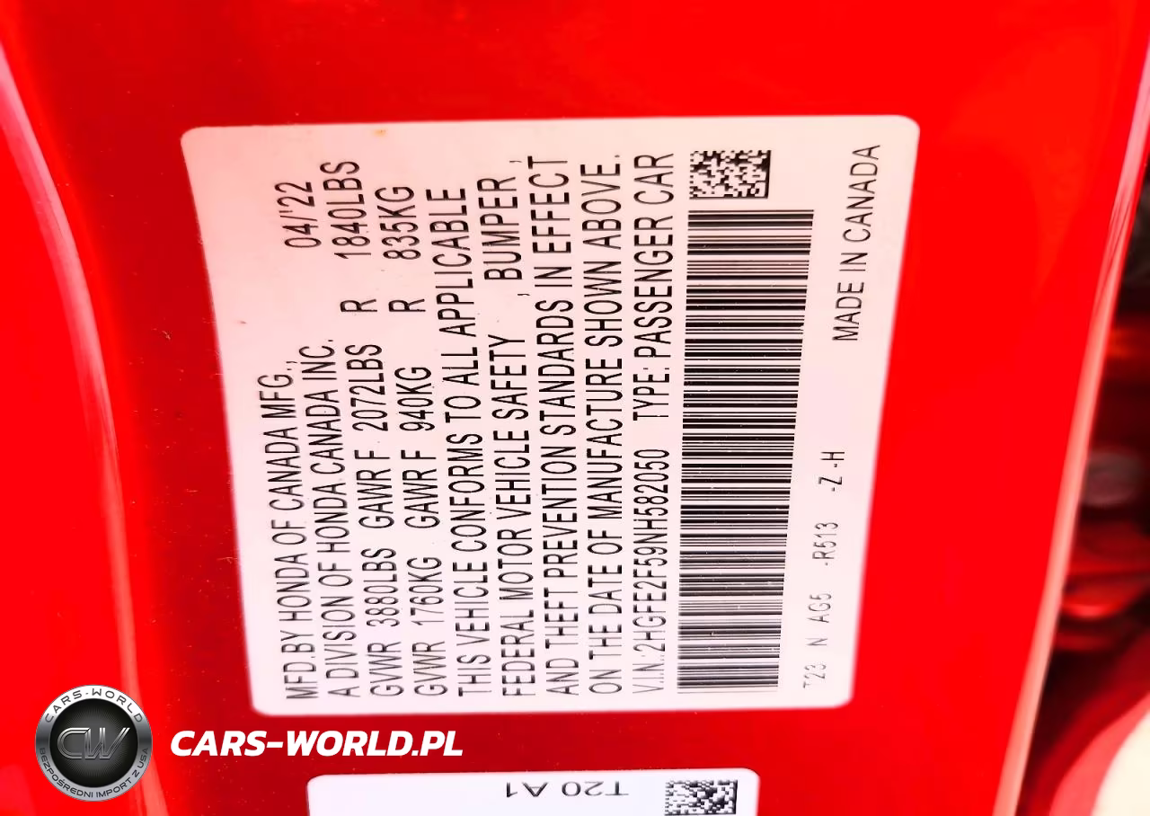 2022 Honda Civic Sport VIN:2HGFE2F59NH582050 - 12