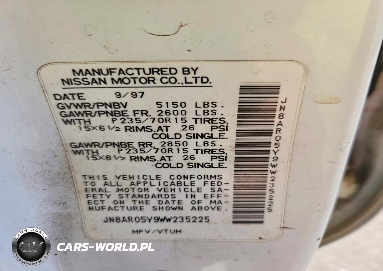 1998 Nissan Pathfinder Xe VIN:JN8AR05Y9WW235225 - 12
