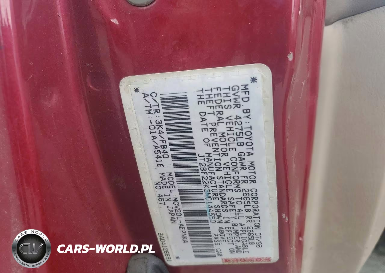 1998 Toyota Camry Le V6 VIN:JT2BF22K3W0144550 - 12