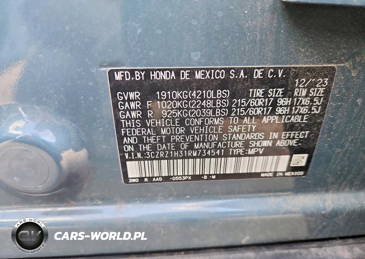 2024 Honda Hr-V Lx VIN:3CZRZ1H31RM734541 - 13