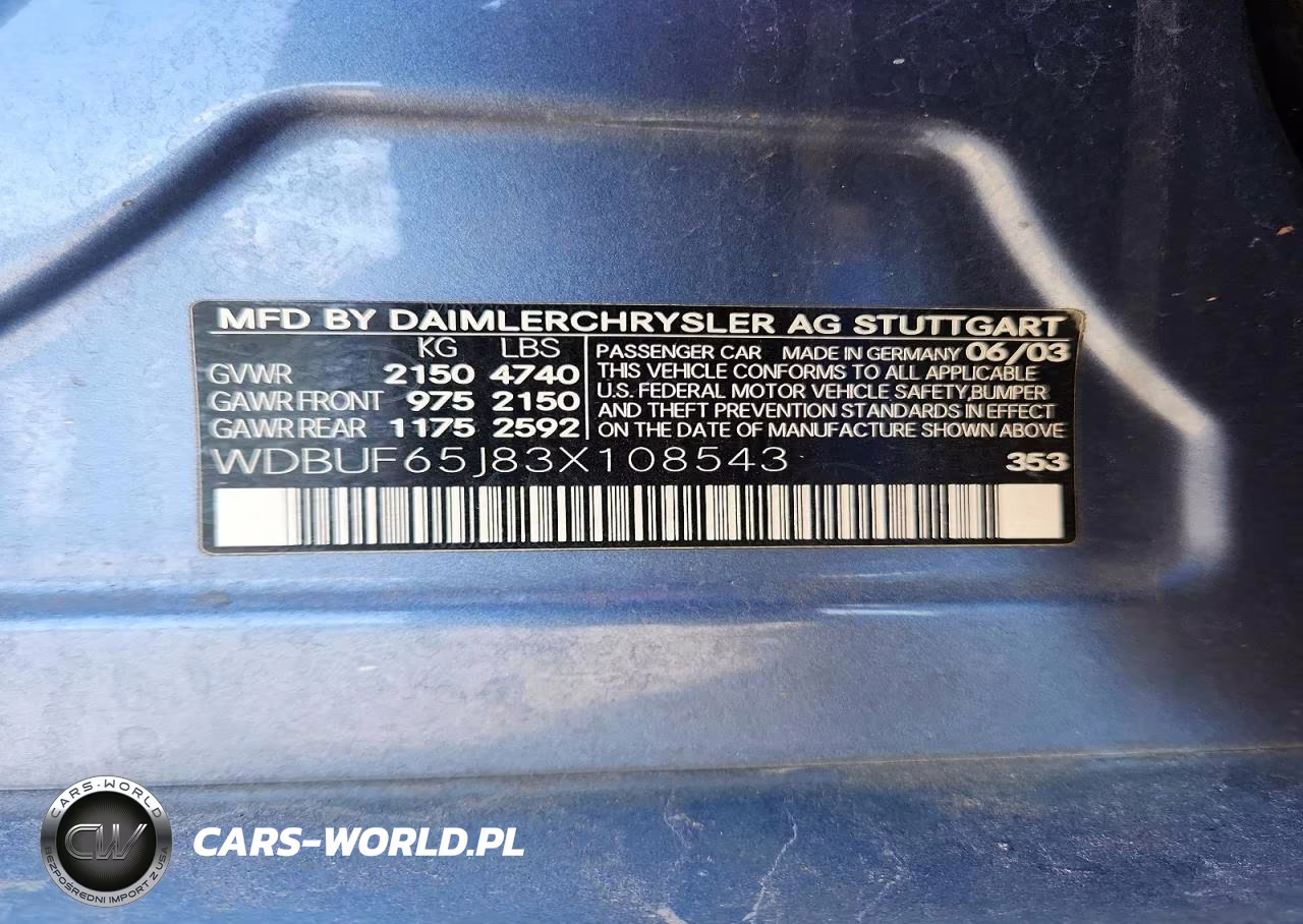 2003 Mercedes-Benz E 320 VIN:WDBUF65J83X108543 - 12
