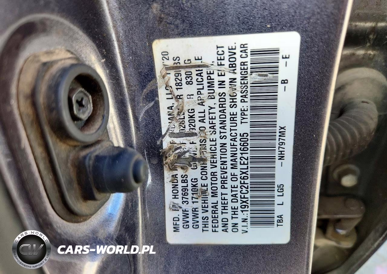2020 Honda Civic Lx VIN:19XFC2F6XLE216605 - 12