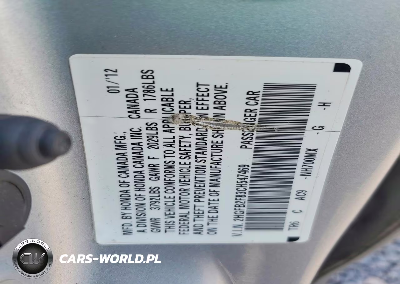 2012 Honda Civic Ex VIN:2HGFB2F83CH547469 - 12