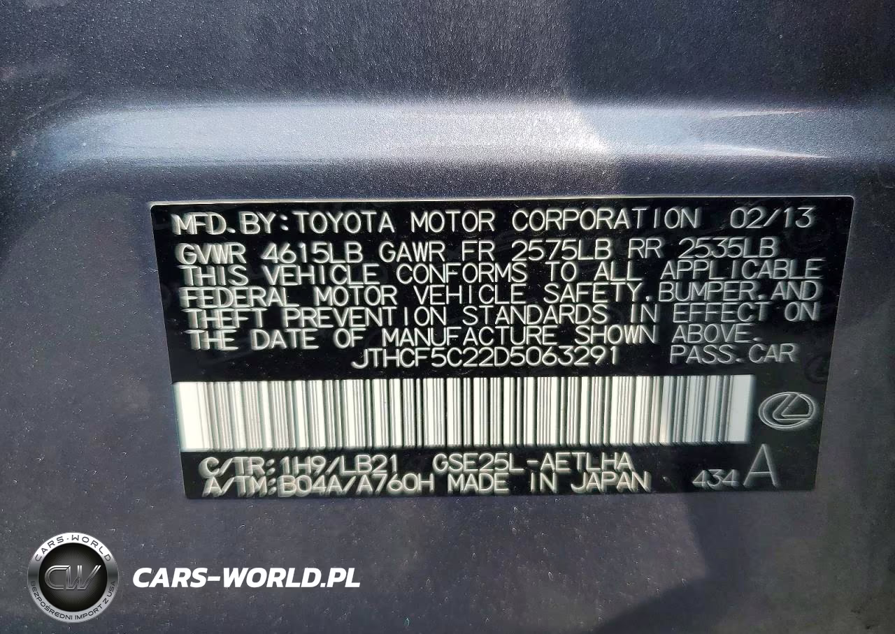 2013 Lexus Is 250 VIN:JTHCF5C22D5063291 - 13