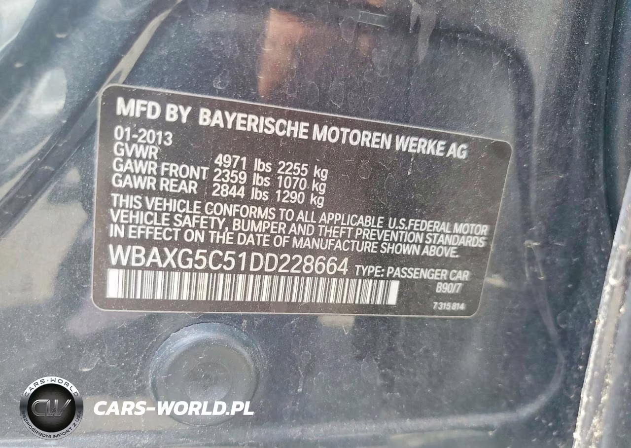2013 BMW 528 I VIN:WBAXG5C51DD228664 - 12