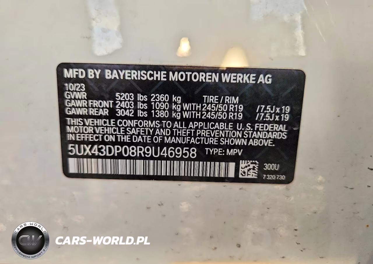2024 BMW X3 Sdrive30I VIN:5UX43DP08R9U46958 - 12